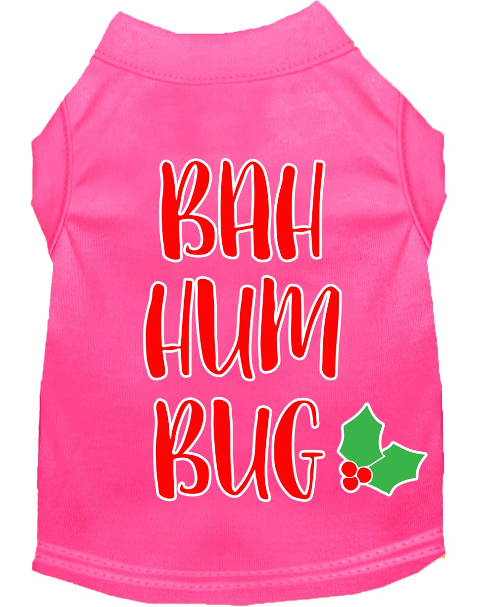 Bah Humbug Screen Print Dog Shirt Bright Pink Med
